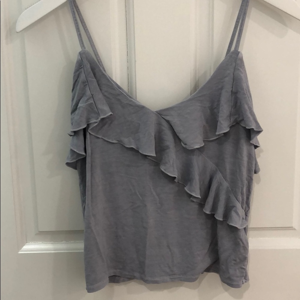 Greyish Blue Small American Eagle ruffle Tank top